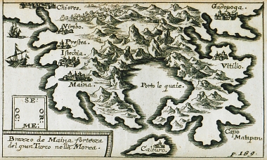 Χάρτης της χερσοννήσου της Μάνης.