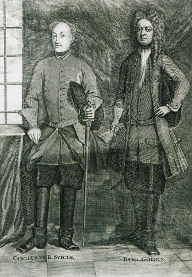 Προσωπογραφία του βασιλιά Καρόλου ΙΒ΄ της Σουηδίας και του επιτετραμμένου του, βαρώνου Γκέοργκ Χάινριχ φον Γκερτς.
