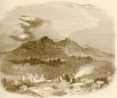 Τα ερείπια των αρχαίων Θεσπιών, με βάση σχέδιο του Daniel.