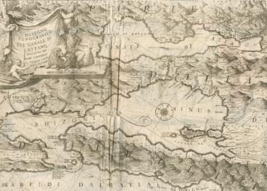 Τοπογραφικός χάρτης του κόλπου του Κοτόρ στο σημερινό Μαυροβούνιο.