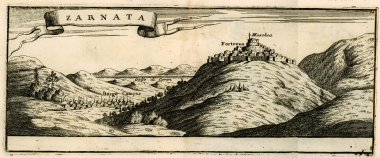 Το κάστρο της Ζαρνάτας με το χωριό Κάμπος στη Μεσσηνία.