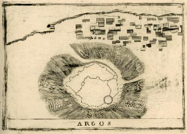 Κάτοψη του κάστρου της Λάρισας και του οικισμού του Άργους.