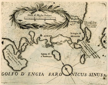 Χάρτης της ακτής της Αττικής και των νησιών του Αργοσαρωνικού.