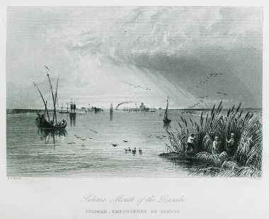 Άποψη της πόλης και του λιμένα του Σουλινά στο Δέλτα του Δούναβη, στη Ρουμανία.