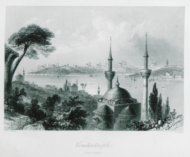 Άποψη του ευρωπαϊκού τμήματος της Κωνσταντινούπολης από τη Χρυσόπολη (σημερινό Σκούταρι).