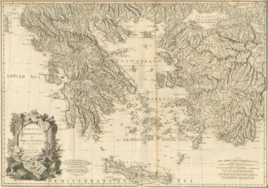 Χάρτης της Ελλάδας και της Μικράς Ασίας.