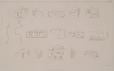 Όψεις, τομές, κατόψεις αρχιτεκτονικών μελών από τα ερείπια του Ναού του Δία στον Ακράγαντα.
