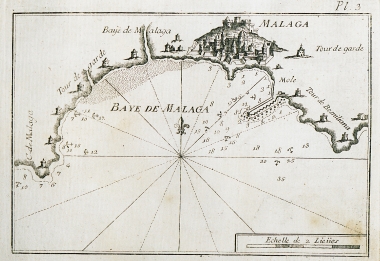 Χάρτης του κόλπου της Μάλαγας (Malaga), στην Ισπανία.