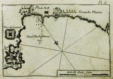 Χάρτης του λιμανιού και του κόλπου της Πάλμα, στη Μαγιόρκα, καθώς και του κόλπου και του λιμανιού του Πoρτοπί.