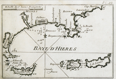 Χάρτης του κόλπου της Υέρ, κοντά στη Μασσαλία.
