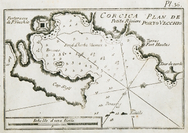 Χάρτης του κόλπου του Πόρτο-Βέκιο στην Κορσική.