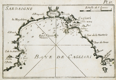 Χάρτης του κόλπου Κάλιαρι στη Σαρδηνία.