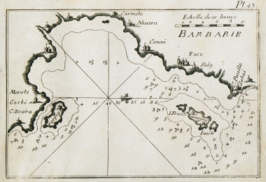 Χάρτης του τμήματος του κόλπου του Γκαμπές κοντα στο Σίντι Μανσούρ και την Σφαξ της Τυνησίας.