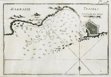 Χάρτης του κόλπου και του λιμανιού της Τρίπολης στη Λιβύη.