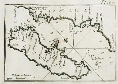 Άποψη της Κέρκυρας, με χαρτογράφηση των ανατολικών ακτών της καθώς και τμήματος των ακτών της Ηπείρου.