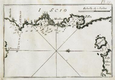 Χάρτης της ακτογραμμής γύρω από το λιμάνι της Χίου.