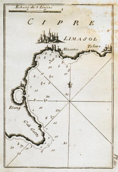 Χάρτης τμήματος του κόλπου του Ακρωτηρίου και του λιμανιού της Λεμεσού.