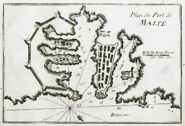 Χάρτης του λιμανιού της Βαλλέττας στη Μάλτα.