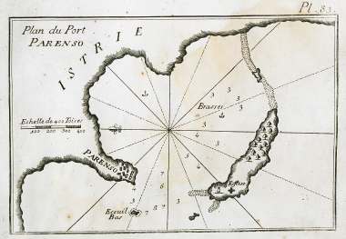 Χάρτης του λιμανιού του Πόρετς στη χερσόνησο της Ίστριας, στην Κροατία.