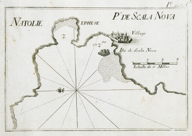 Χάρτης του λιμανιού της Εφέσου σημερινό Κουσάντασι και άποψη της πόλης.