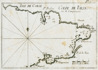 Χάρτης του κόλπου του Βαλινκού στην Κορσική.