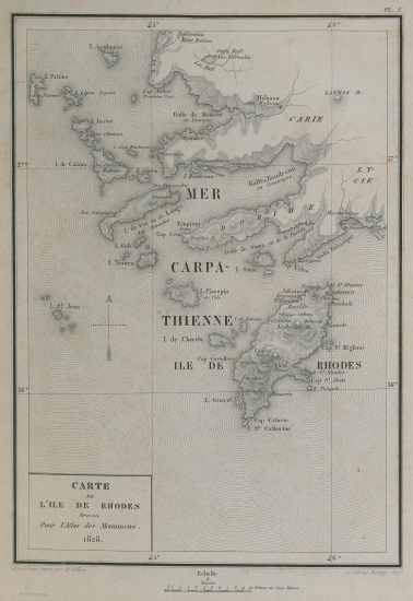 Χάρτης της Ρόδου και άλλων νησιών στα Δωδεκάνησα.