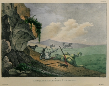 Τοιχογραφία στην οποία ο ιππότης Ντιεντονέ ντε Γκοζόν (Dieudonné de Gozon), μετέπειτα Μεγάλος Μάγιστρος, έχει σκοτώσει τον δράκο με τη βοήθεια των δύο σκυλιών του. Ο Rottiers αναφέρει ότι είδε το ψηφιδωτό σε οικία στην παλαιά πόλη.