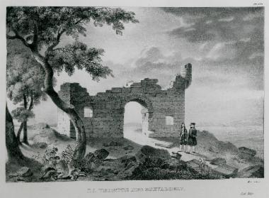 Παρατηρητήριο των Ιπποτών της Ρόδου στον λόφο Μόντε Σμιθ. Απεικονίζεται ο συγγραφέας που ξεναγείται στον χώρο.