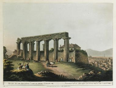 Άποψη των ερειπίων του ναού του Απόλλωνα στην Αρχαία Κόρινθο.