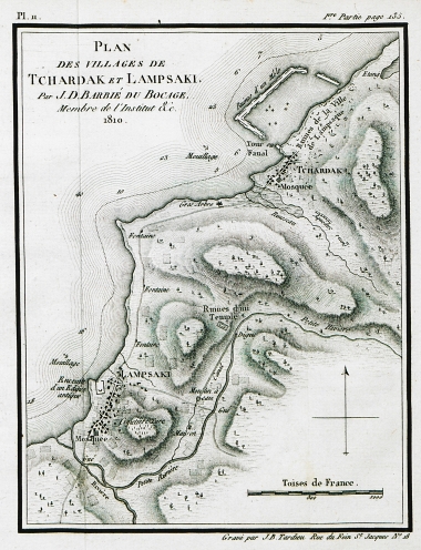 Χάρτης του Τσαρντάκ και της Λαμψάκου, κοντά στα Δαρδανέλια.