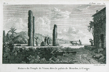 Τα ερείπια του υποτιθέμενου ναού της Αφροδίτης στην Παλαιόπολη, στα Κύθηρα. Σύμφωνα με την παράδοση λέγεται ότι εκεί υπήρχε κάστρο του Μενελάου, καθώς και άγαλμα της ωραίας Ελένης.