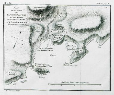 Χάρτης του αγκυροβολίου στη Μονεμβασιά και στην Επίδαυρο Λιμηρά, αρχαία πόλη στη Λακωνία.