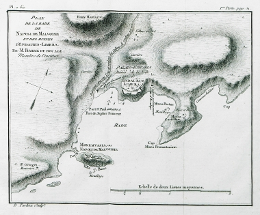 Χάρτης του αγκυροβολίου στη Μονεμβασιά και στην Επίδαυρο Λιμηρά, αρχαία πόλη στη Λακωνία.