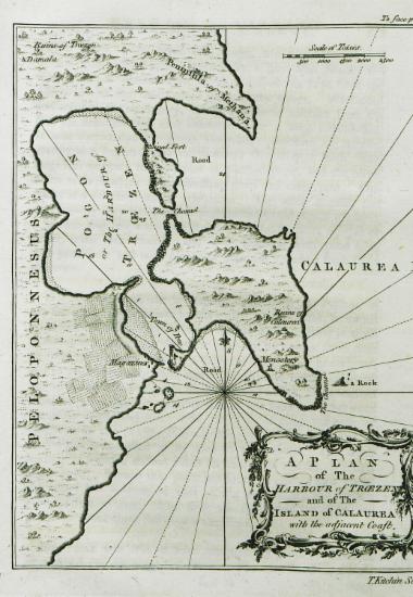 Χάρτης του Πόρου και του λιμανιού της Τροιζήνας, στη βορειοανατολική Πελοποννήσου