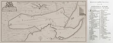 Χάρτης της Αλεξάνδρειας. Στην ένθετη παράσταση απεικονίζεται ο Πατριαρχικός Θρόνος.