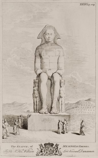 Το ένα από τα κολοσσιαία αγάλματα του Αμένωφι Γ΄ (Κολοσσοί του Μέμνονα) στις Θήβες της Αιγύπτου.