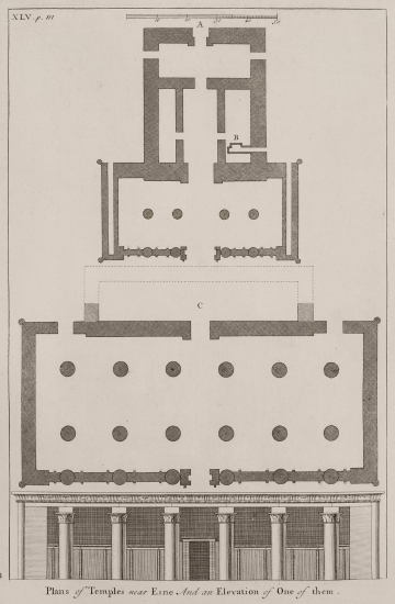 Κατόψεις ναών στην αρχαία Λατόπολη (Έσνα). Όψη του ναού της Έσνα.