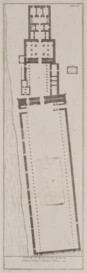 Χάρτης της νήσου Φίλαι με κάτοψη του ναού της Ίσιδος.