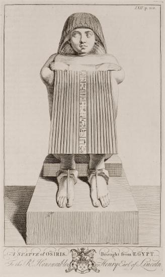Όψη αγάλματος του Όσιρι που ο Ρίτσαρτντ Πόκοκ αγόρασε στο Κάιρο και έφερε στη Βρετανία.