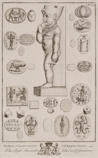 Αγαλματίδιο του Αρποκράτη (θεότητας των ελληνιστικών χρόνων), το οποίο ανήκε στη συλλογή του γιατρού Richard Mead. Σφραγιδόλιθοι της ελληνιστικής εποχής. Υφαντικά βάρη (αγνύθες) από την αρχαιότητα (A, B, C).