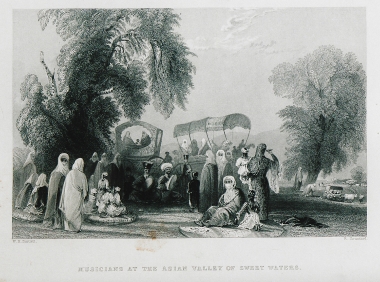 Μουσικοί διασκεδάζουν τις γυναίκες του χαρεμιού στα Γλυκά Νερά της Ασίας, το βυζαντινό Ποτάμιο, και σήμερα Γκεκσού Ντερεσί.