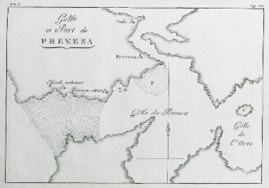 Χάρτης του κόλπου και του λιμανιού της Πρέβεζας.