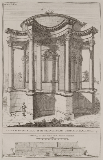 Άποψη του πίσω μέρους του ναού της Αφροδίτης στο Μπάαλμπεκ. Μεγάλιθοι από το συγκρότημα των ναών του Μπάαλμπεκ.
