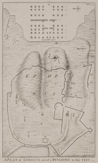 Χάρτης της Εφέσου και κάτοψη κτίσματος στην Έφεσο.