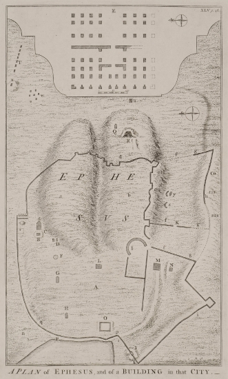 Χάρτης της Εφέσου και κάτοψη κτίσματος στην Έφεσο.
