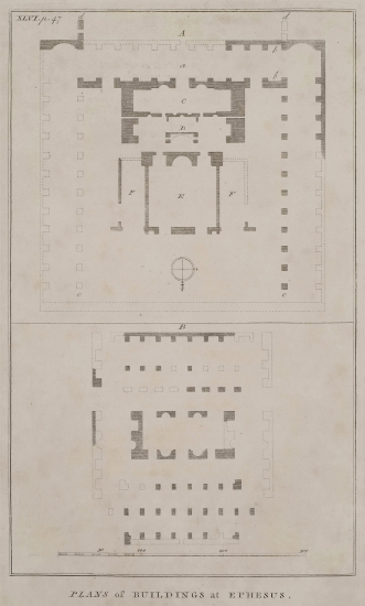 Κάτοψη μνημειακού κτίσματος στη θέση Υπέλαιον στην περιοχή της Εφέσου.