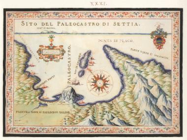 Χάρτης της παραλίας του Παλαιοκάστρου στην περιοχή της Σητείας. Με την ένδειξη «Paleocastro» επισημαίνεται η θέση όπου βρισκόταν το βενετικό φρούριο του Παλαιοκάστρου, στον λόφο Καστρί.