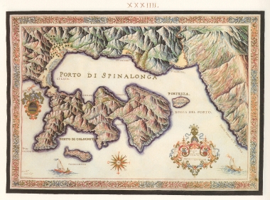 Χάρτης της χερσονήσου της Σπιναλόγκας στην Κρήτη.