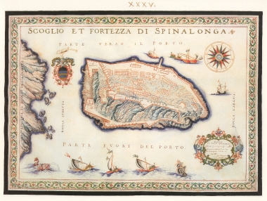 Χάρτης της νήσου Σπιναλόγκας και του ομώνυμου φρουρίου.