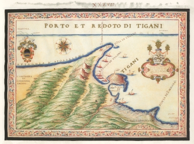 Χάρτης της περιοχής του λιμένα και του όρμου Τηγάνι (Χερσόνησος) στην περιοχή του Ηρακλείου.